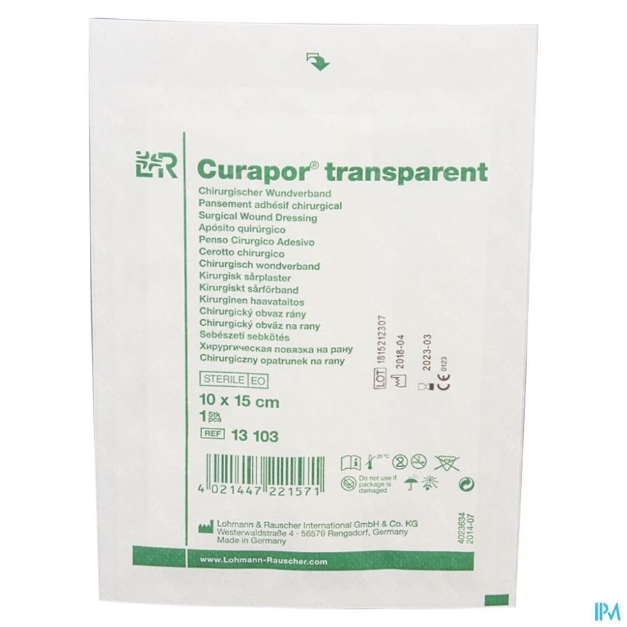 Curapor Transparant Steriel 10cmx15cm 25 13103
