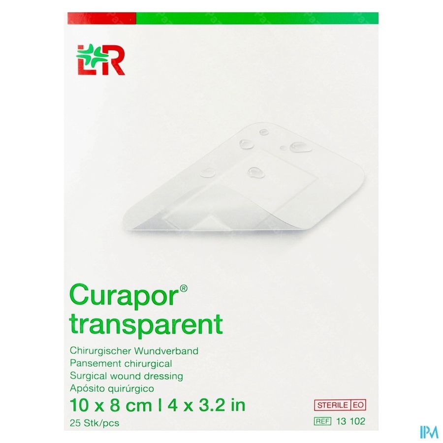 Curapor Transparant Steriel 10cmx 8cm 25 13102