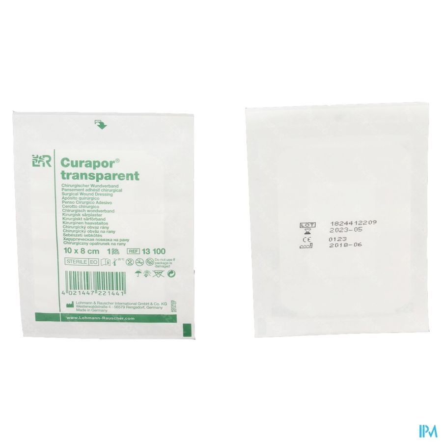 Curapor Transparant Steriel 10cmx 8cm 5 13100