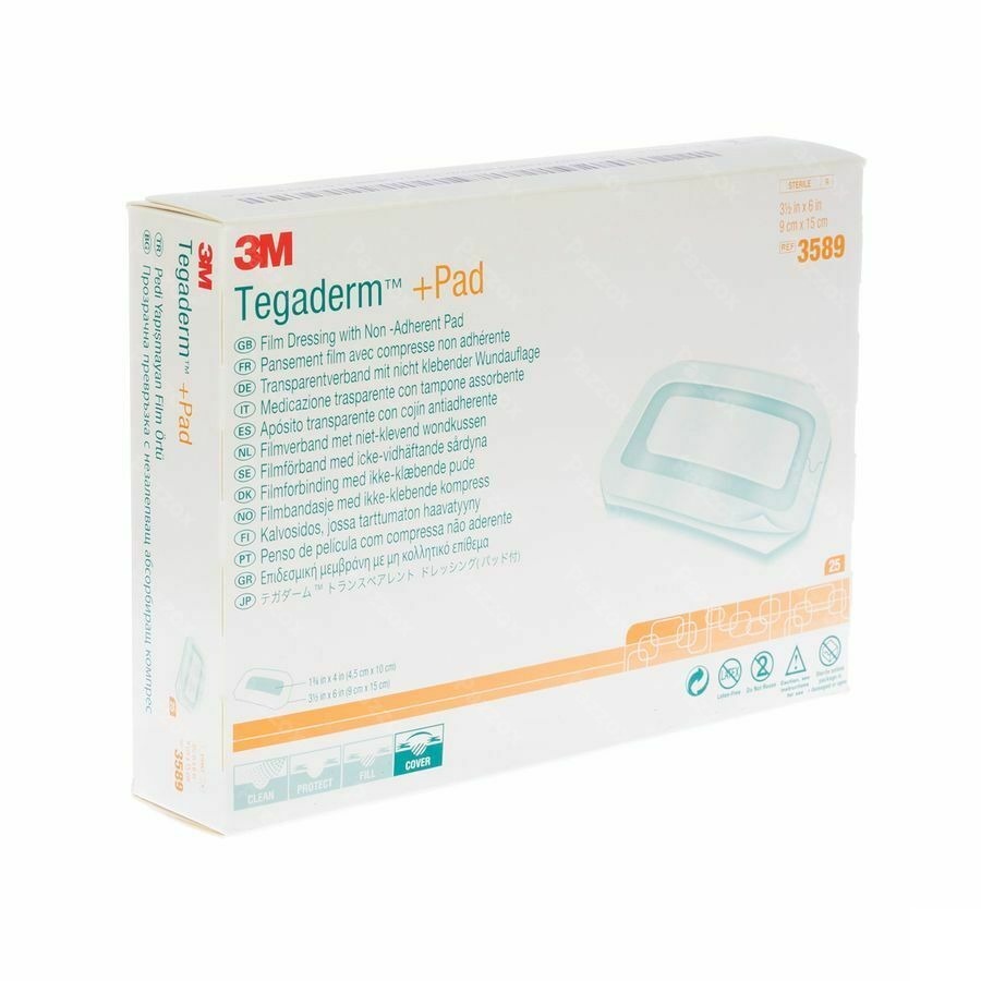 Tegaderm + Pad 3m Transp Steril 9cmx15cm 25 3589