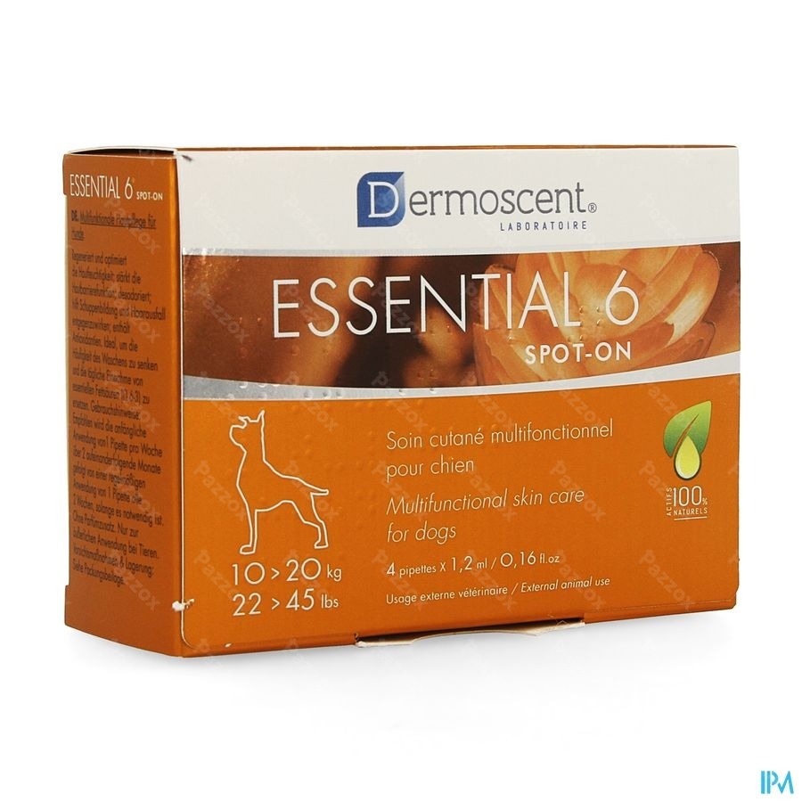 Dermoscent Essential 6 Spot-On Hond 10-20kg 4x1,2ml