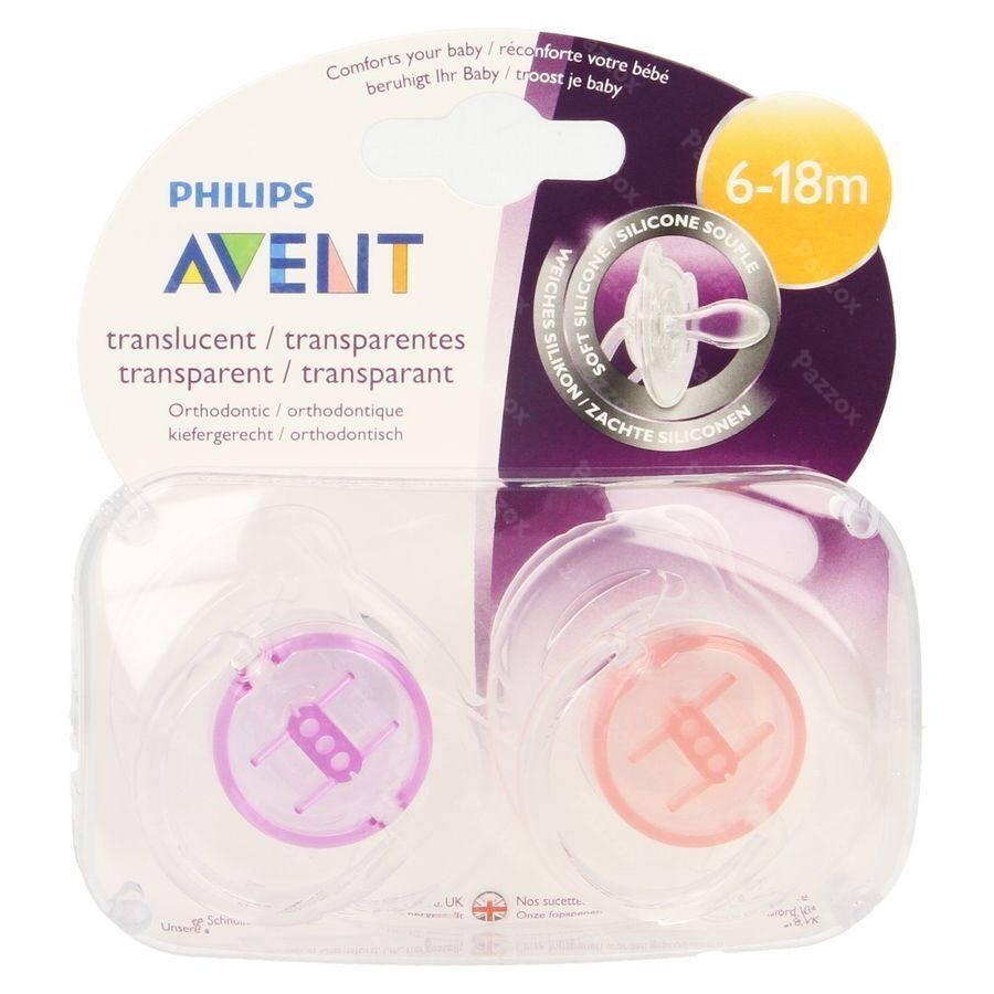 Philips Avent Fopspeen Transparant Silicone 2 Stuks +6m 