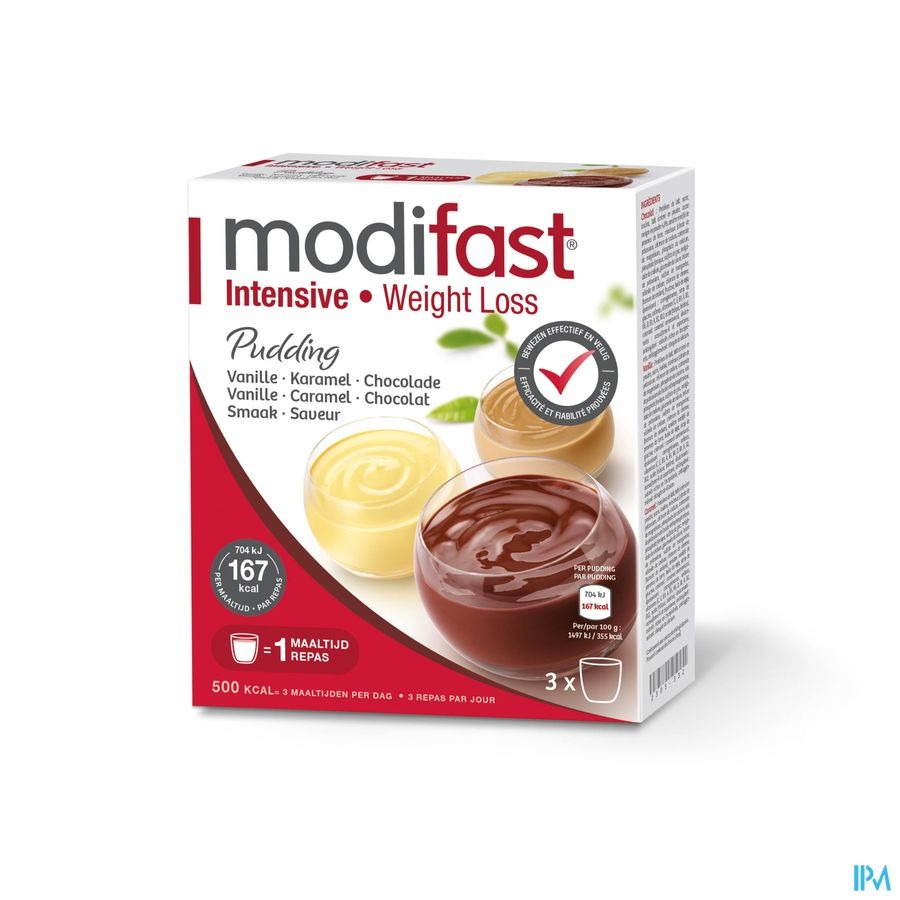 Modifast Intensive Pudding 3-pack Choco-karam-van.