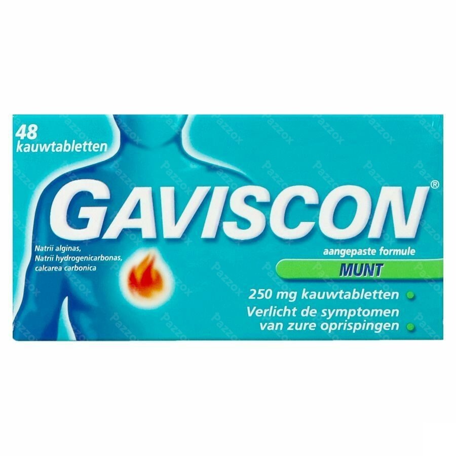 Gaviscon Munt 250mg 48 Kauwtabletten