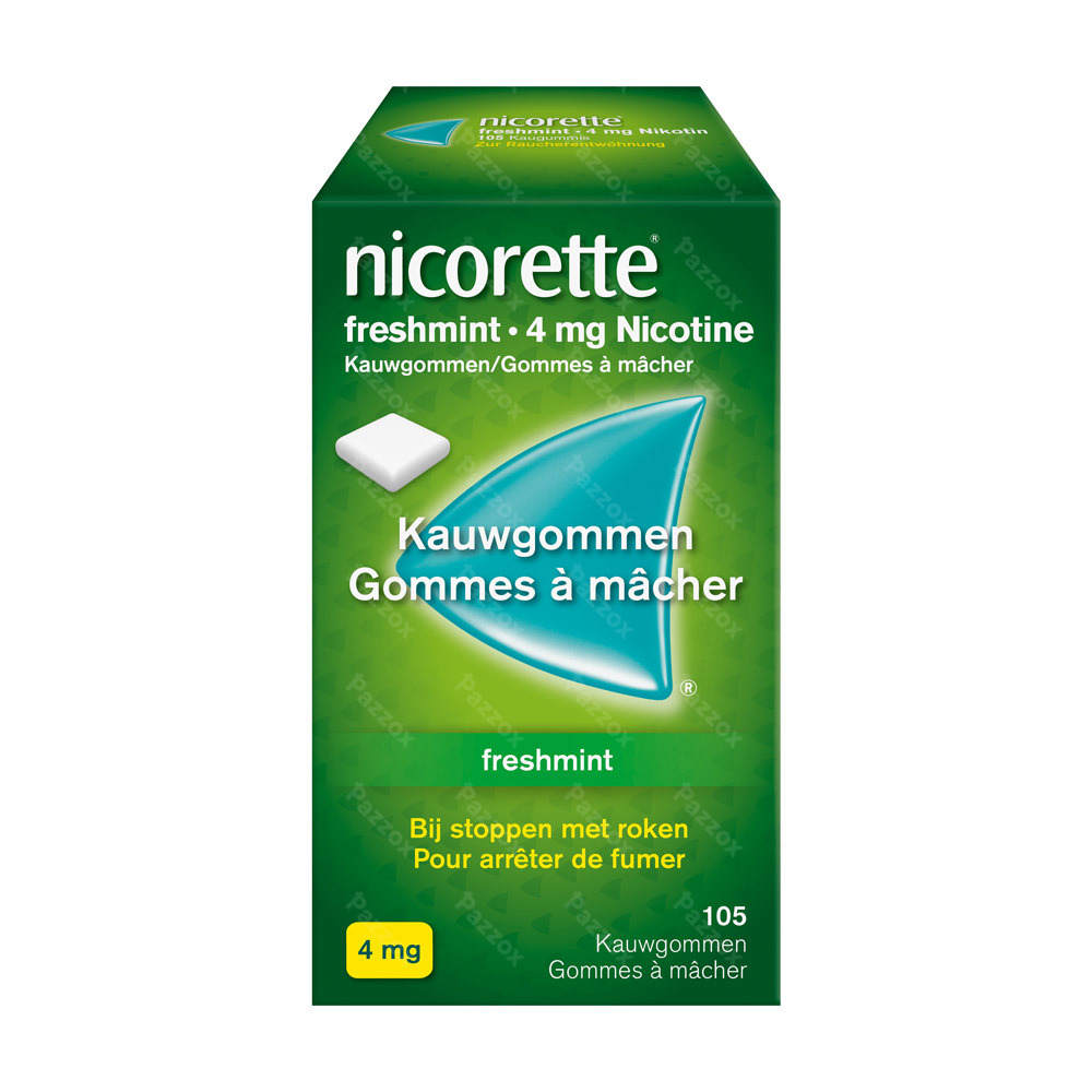 Nicorette Freshmint Kauwgom Suikervrij 105x4mg