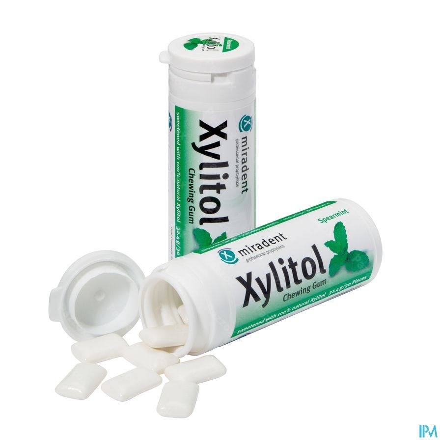 Miradent Kauwgom Xylitol Groene Munt Zonder Suiker 30 Stuks