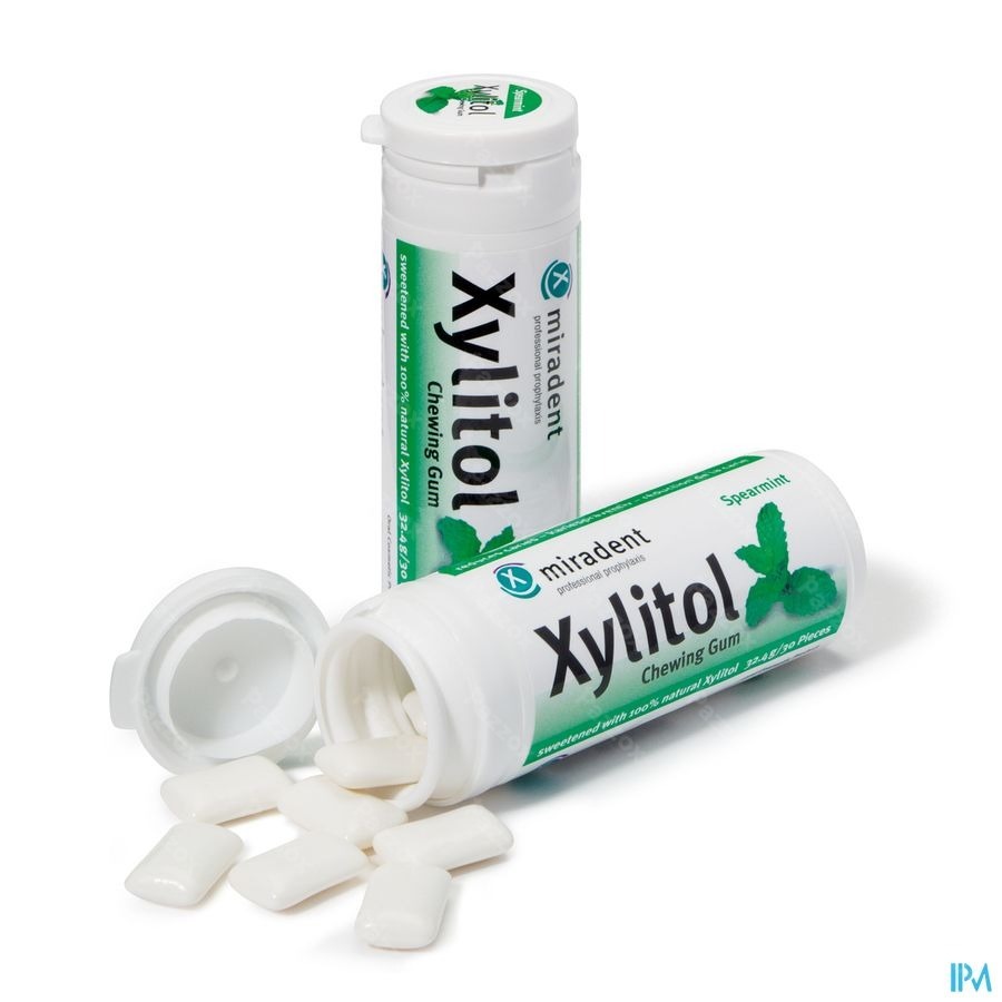 Miradent Kauwgom Xylitol Groene Munt Zonder Suiker 30 Stuks