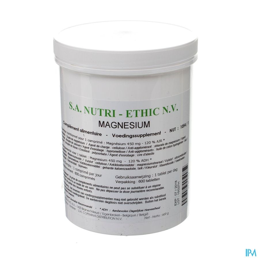 Magnesium 450mg Nutri-ethic Vrac Comp 600