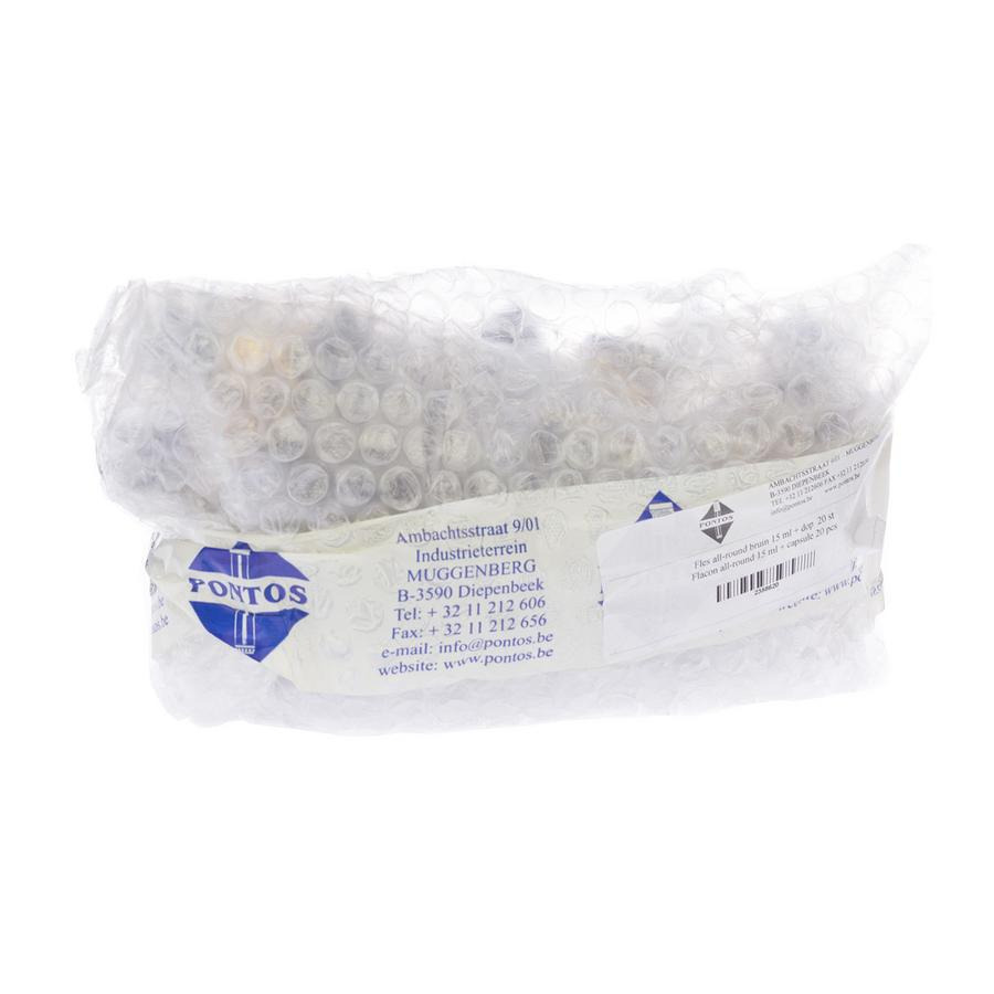 Fles All-round Bruin + Dop 15ml 20 Pontos