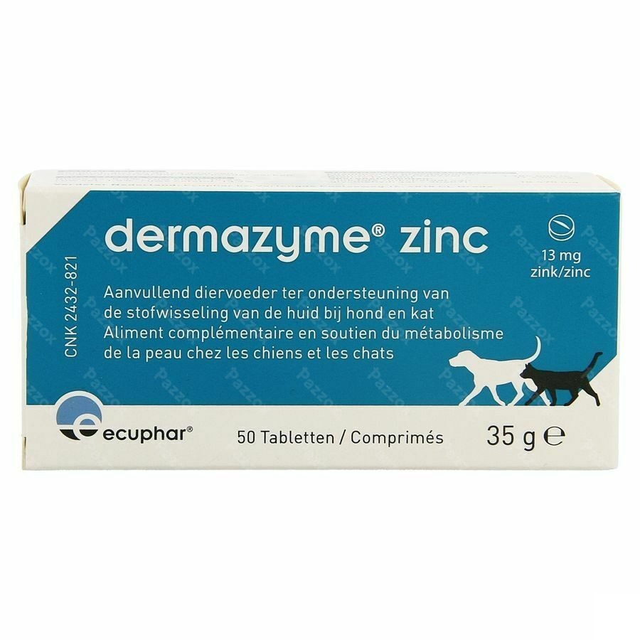 Dermazyme Zink Hond en Kat 50 Kauwtabletten