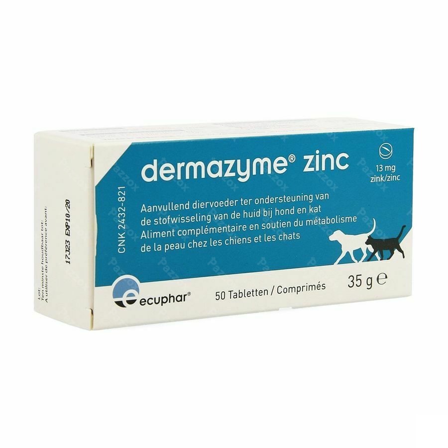 Dermazyme Zink Hond en Kat 50 Kauwtabletten