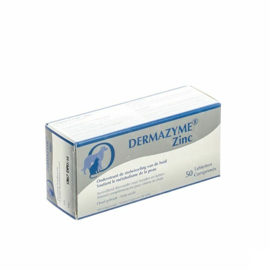 Dermazyme Zink Hond en Kat 50 Kauwtabletten