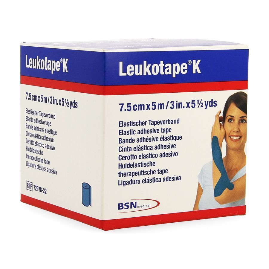 Leukotape K Kleefwindel Elast Blauw 7,5cmx5m 1