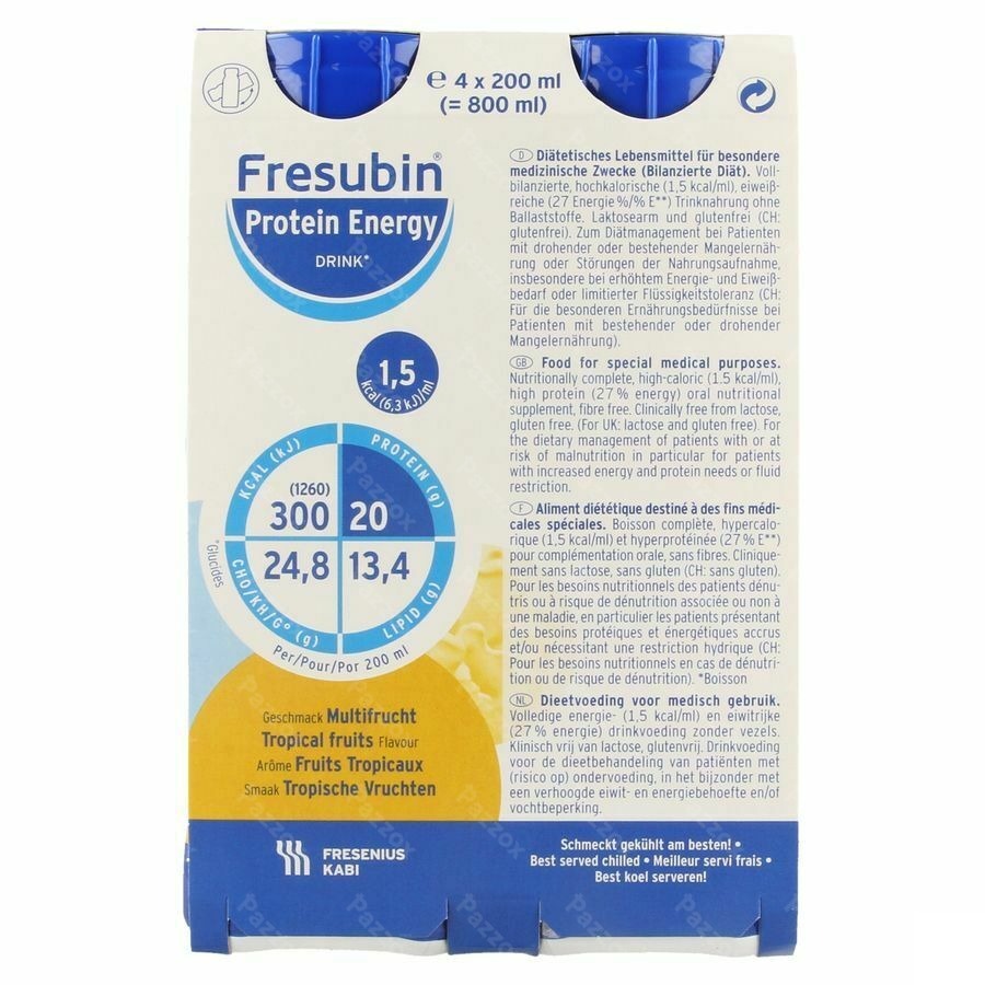 Fresubin Protein Energy Drink 200ml Fruits Tropicaux/tropische Vruchten