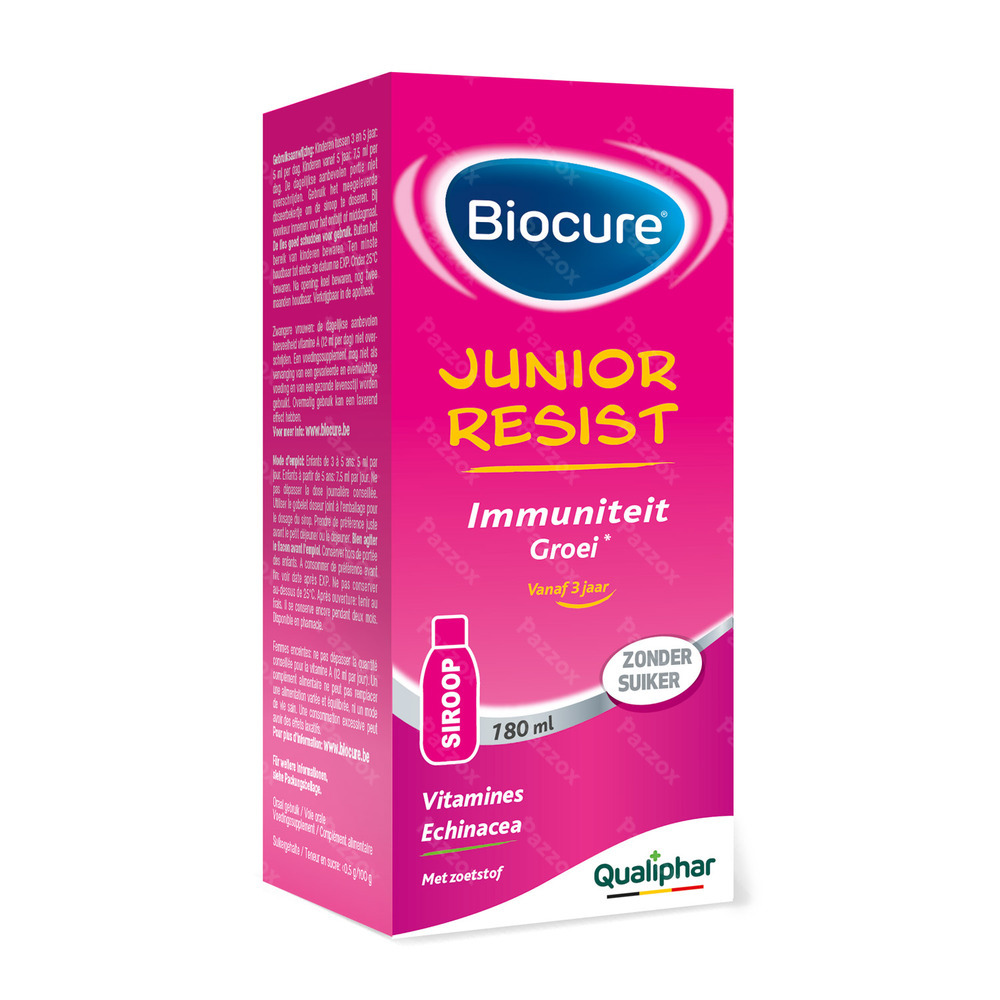 Biocure Junior Resist Siroop Suikervrij Multivitamine Weerstand 180ml