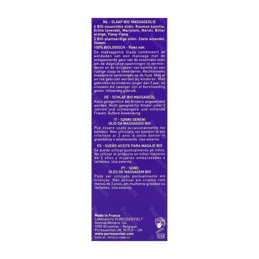 Puressentiel Mass.olie Lavendel-neroli Bio 100ml