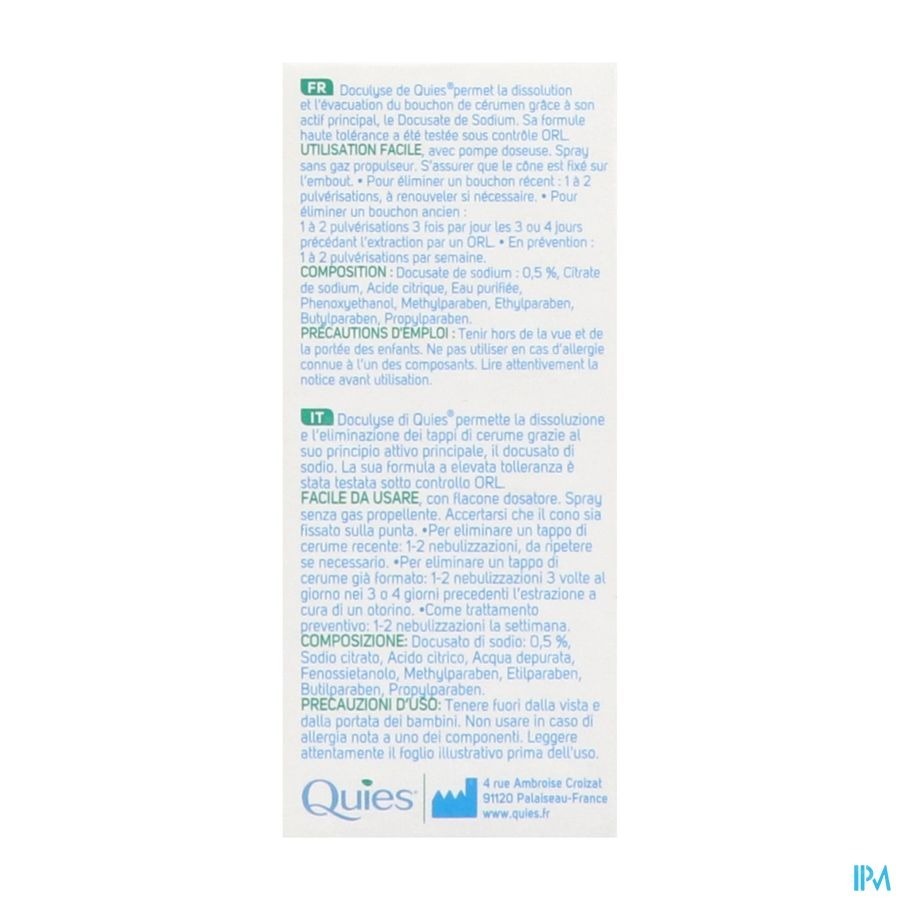 Quies Doculyse Spray Tegen Oorproppen 30ml