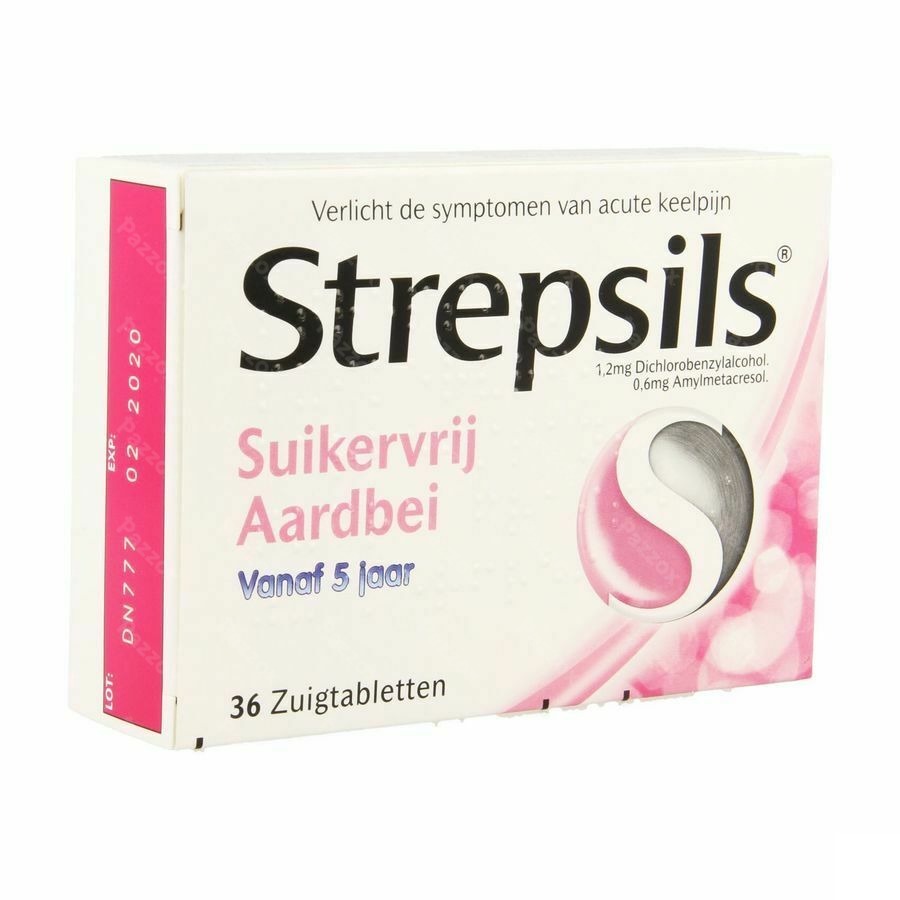 Strepsils Suikervrij Aardbeien Past 36