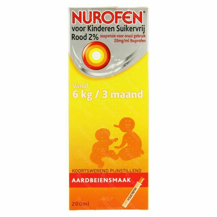 Nurofen Kind Suikervrij Aardbei 2 % 200ml