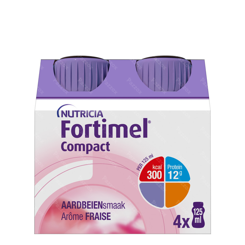Fortimel Compact Aardbei Flesjes 4x125ml
