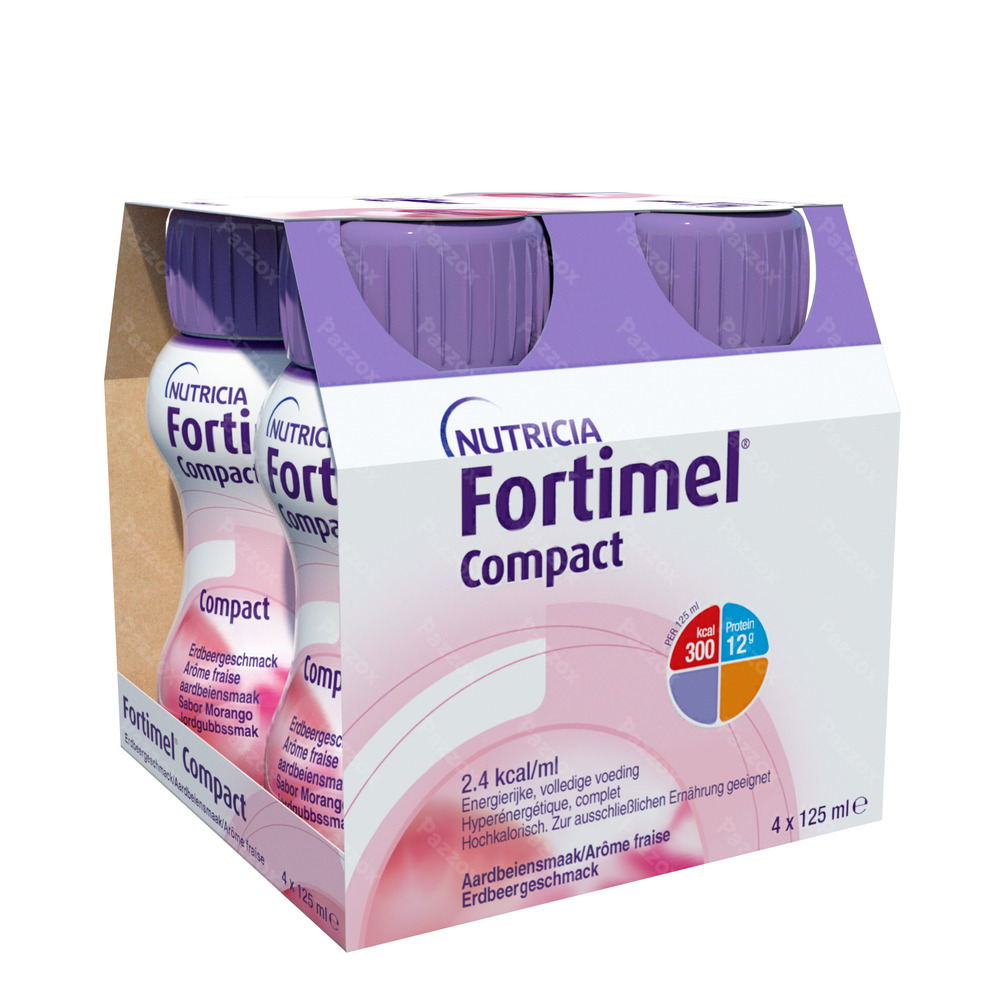Fortimel Compact Aardbei Flesjes 4x125ml