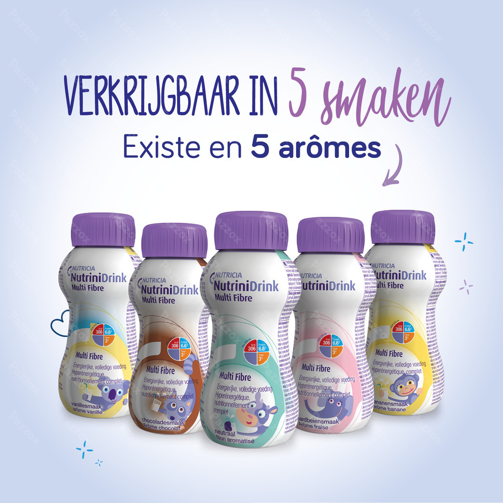 NutriniDrink Multi Fibre Aardbeiensmaak Flesje 200ml