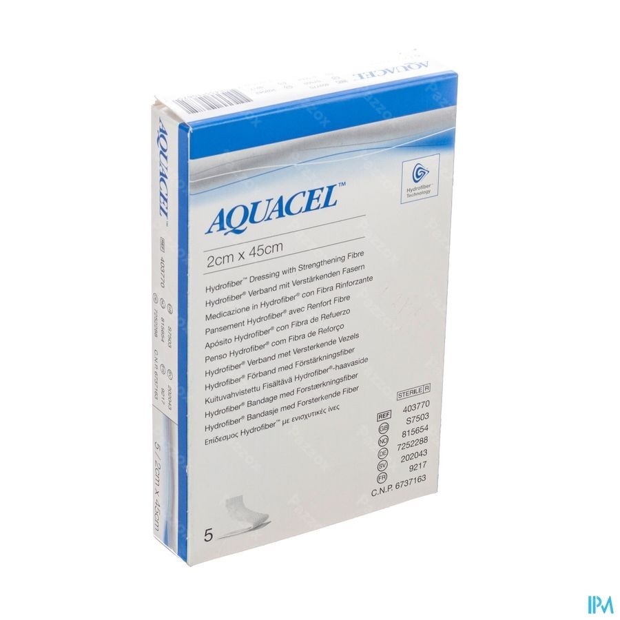 Aquacel Verb Hydrofiber+versterking 2x45cm 5