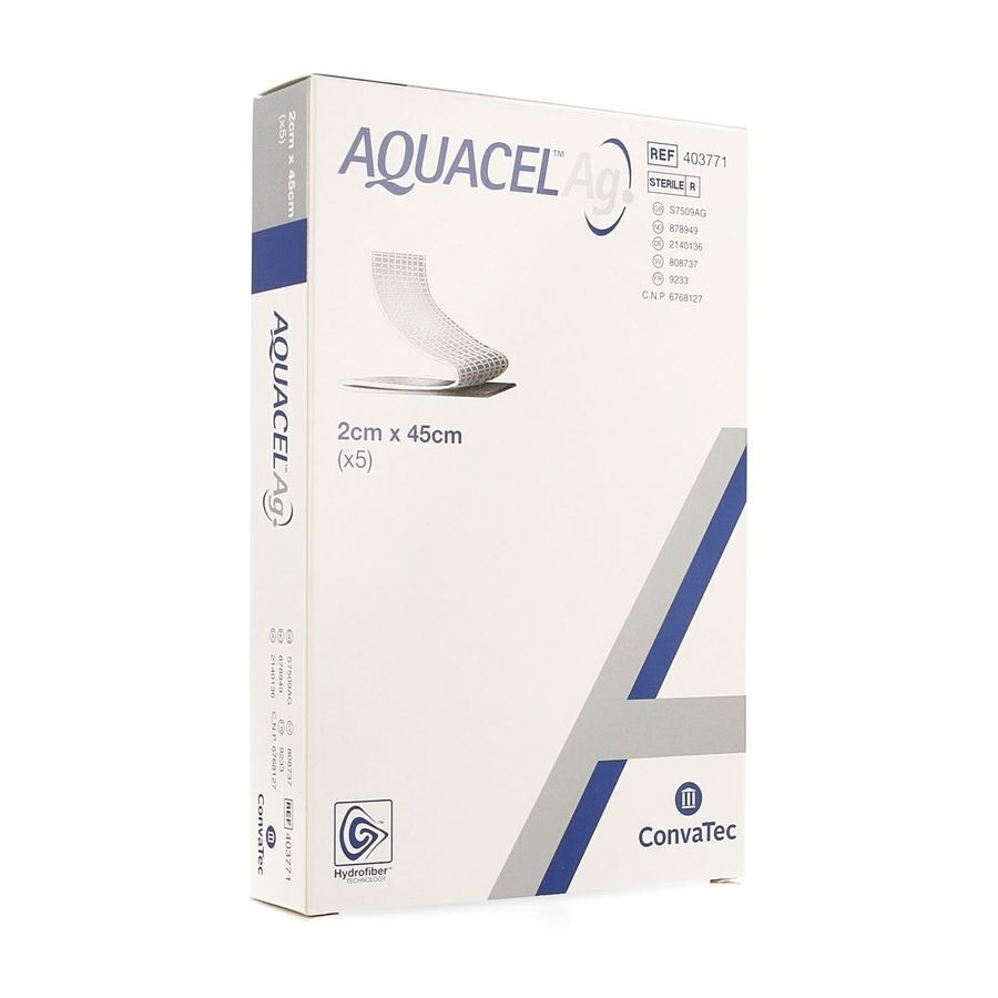 Aquacel Ag Verb Hydrofiber+versterking 2x45cm 5
