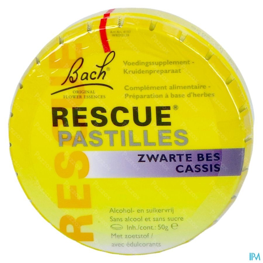 Bach Rescue Pastilles Zwarte Bes Suikervrij 50g