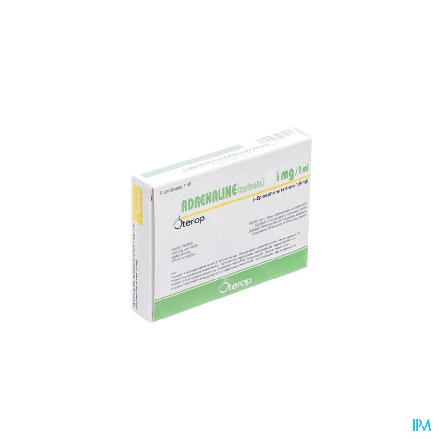 Adrenaline Tartrate Sterop 1mg/1ml Amp 5 X 1 Ud