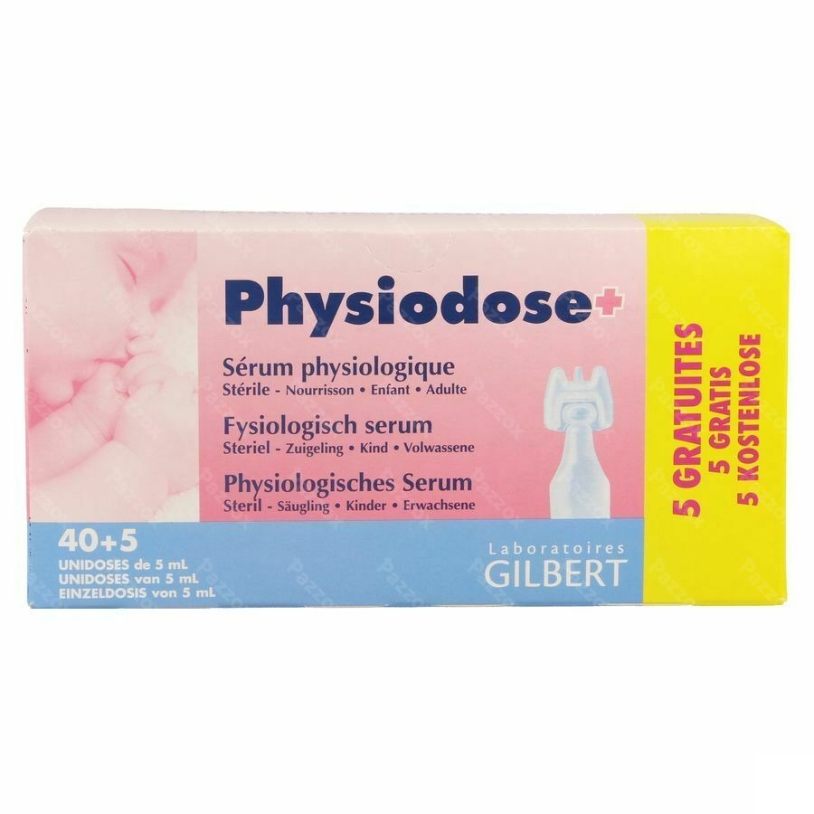 Physiodose Serum Fysio Ud Ster 40x5ml+5 Gratis
