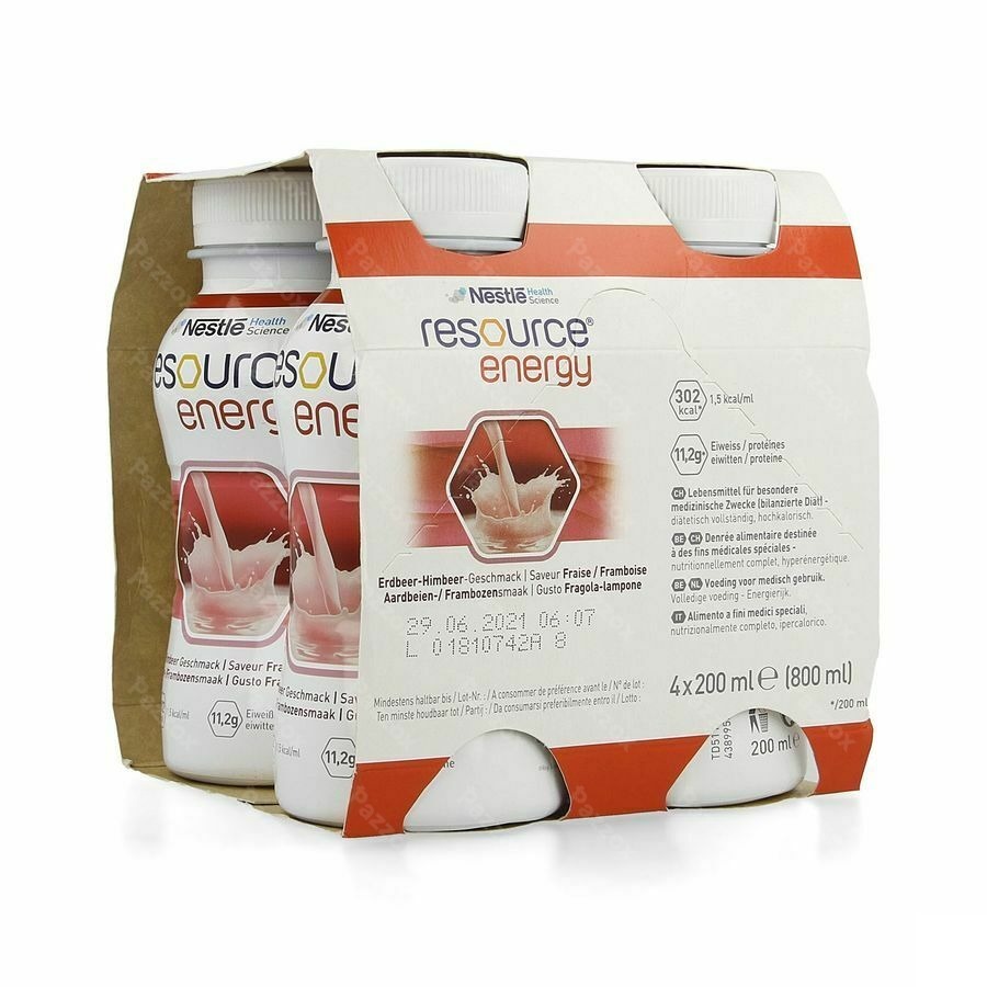 Resource Energy Drink Aardbei-framboos 4x200ml