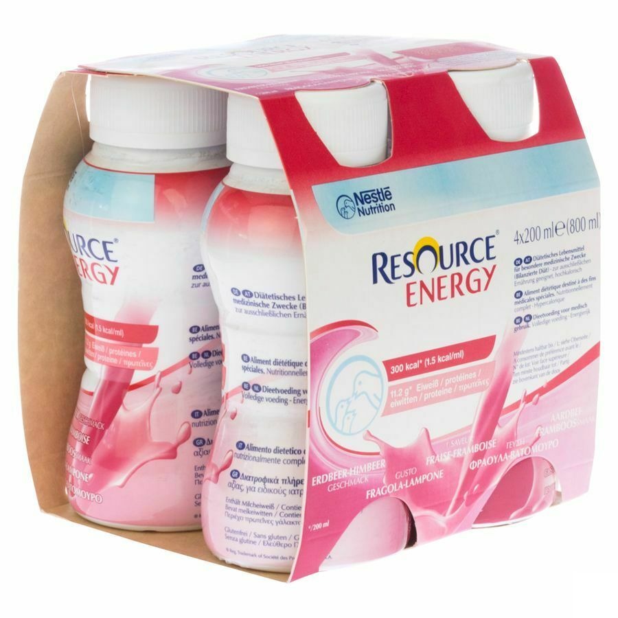 Resource Energy Drink Aardbei-framboos 4x200ml
