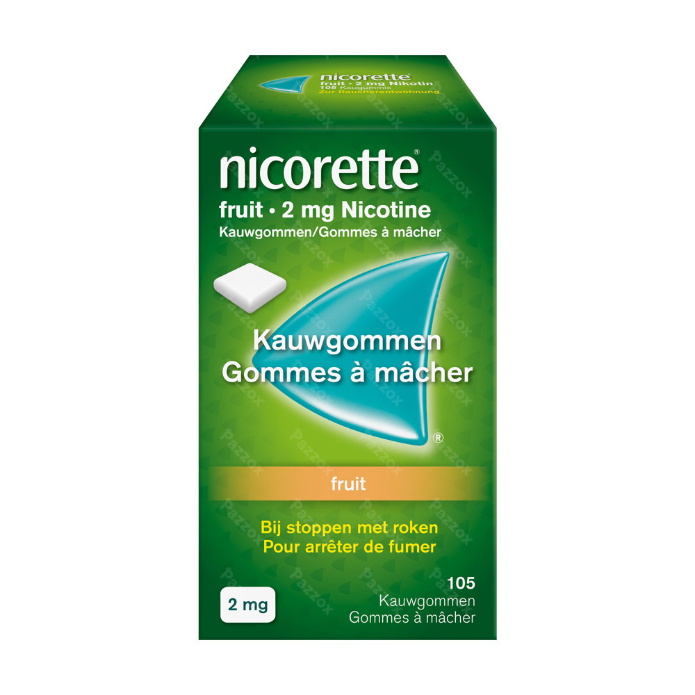 Nicorette Fruit Kauwgom Suikervrij 105x2mg