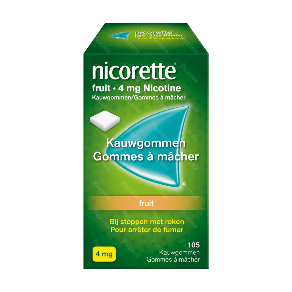 Nicorette Fruit Kauwgom Suikervrij 105x4mg