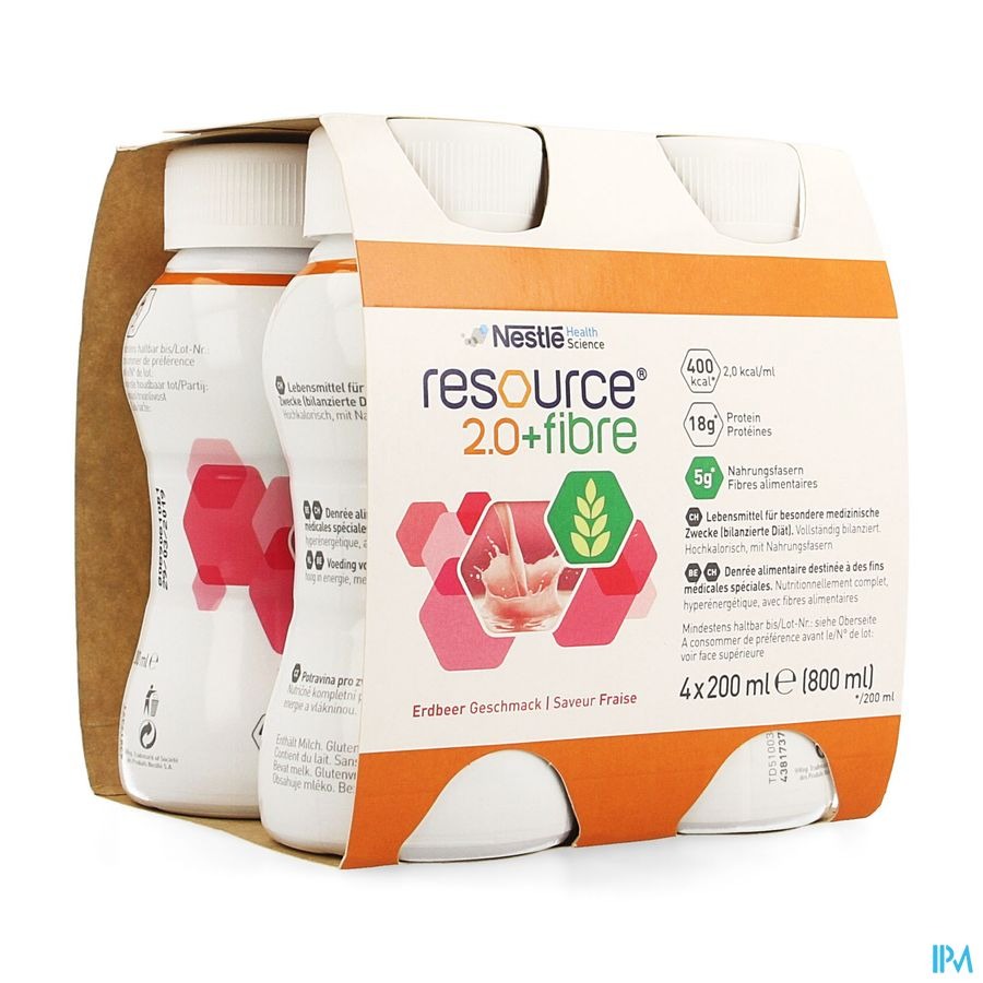 Resource 2.0 Fibre Aardbei 4x200ml