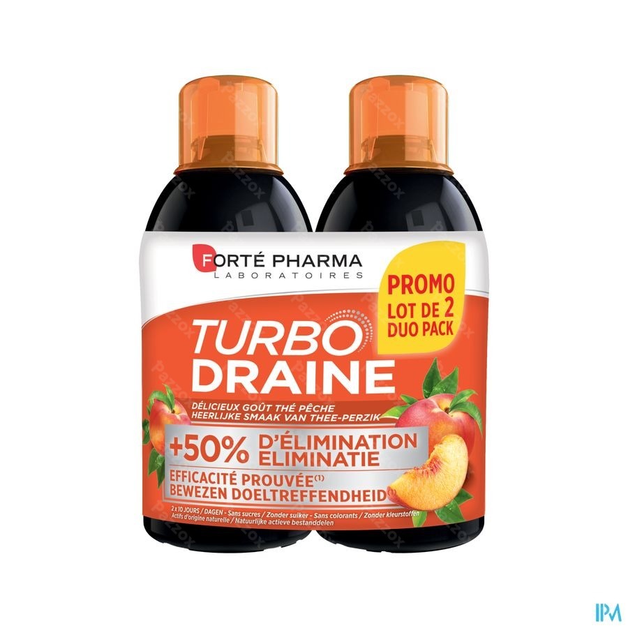 Turbodraine Groene Thee Perzik Duo 2x500ml