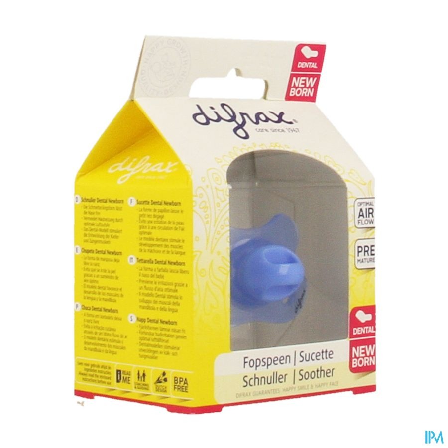 Difrax Fopspeen Newborn Dental Sil Boy -2/2m 1 796