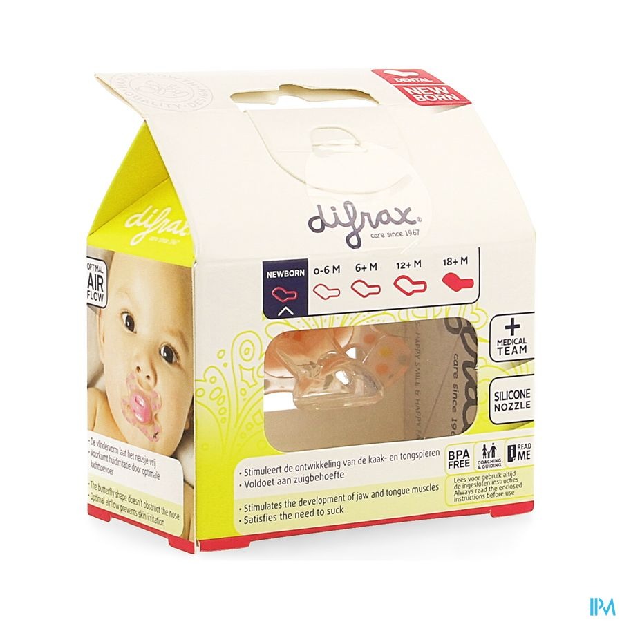 Difrax Fopspeen Newborn Dental Sil Girl-2/2m 1 796