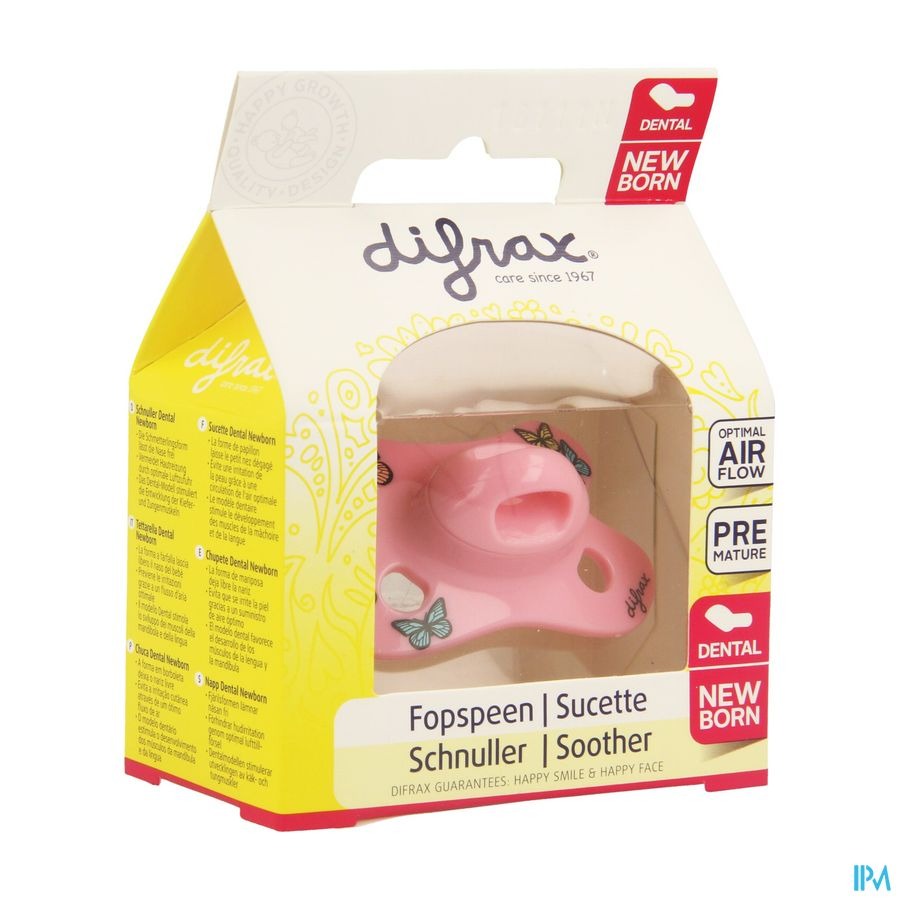 Difrax Fopspeen Newborn Dental Sil Girl-2/2m 1 796