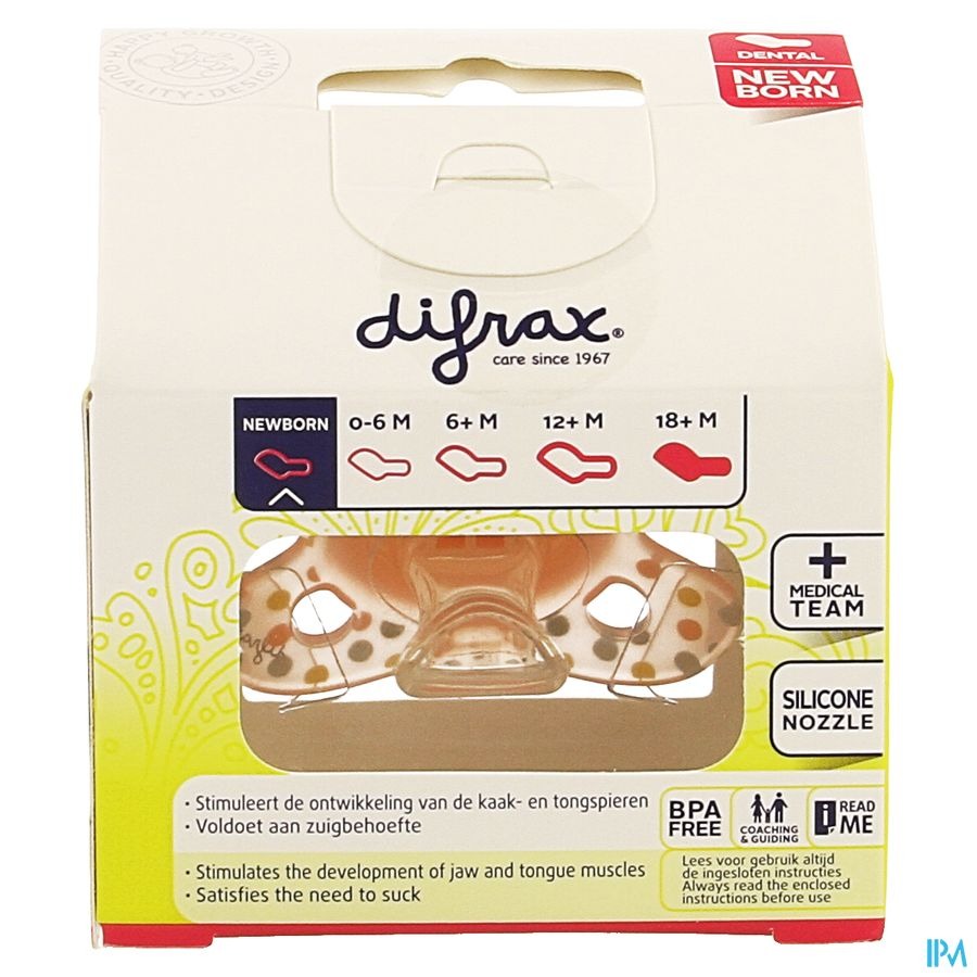 Difrax Fopspeen Newborn Dental Sil Girl-2/2m 1 796