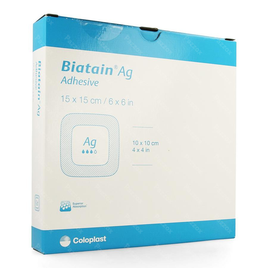 Biatain Ag Schuimverband Adh 15,0x15,0cm 5 33464