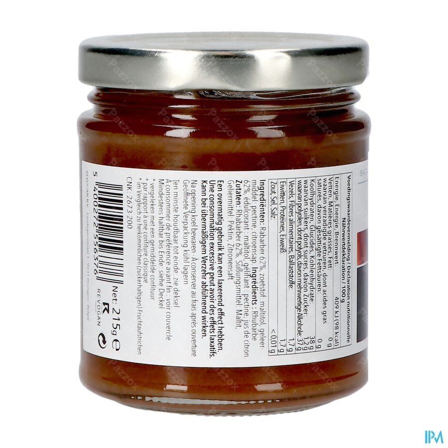 Prodia Broodbeleg Extra Rabarb.maltit.215g Revogan