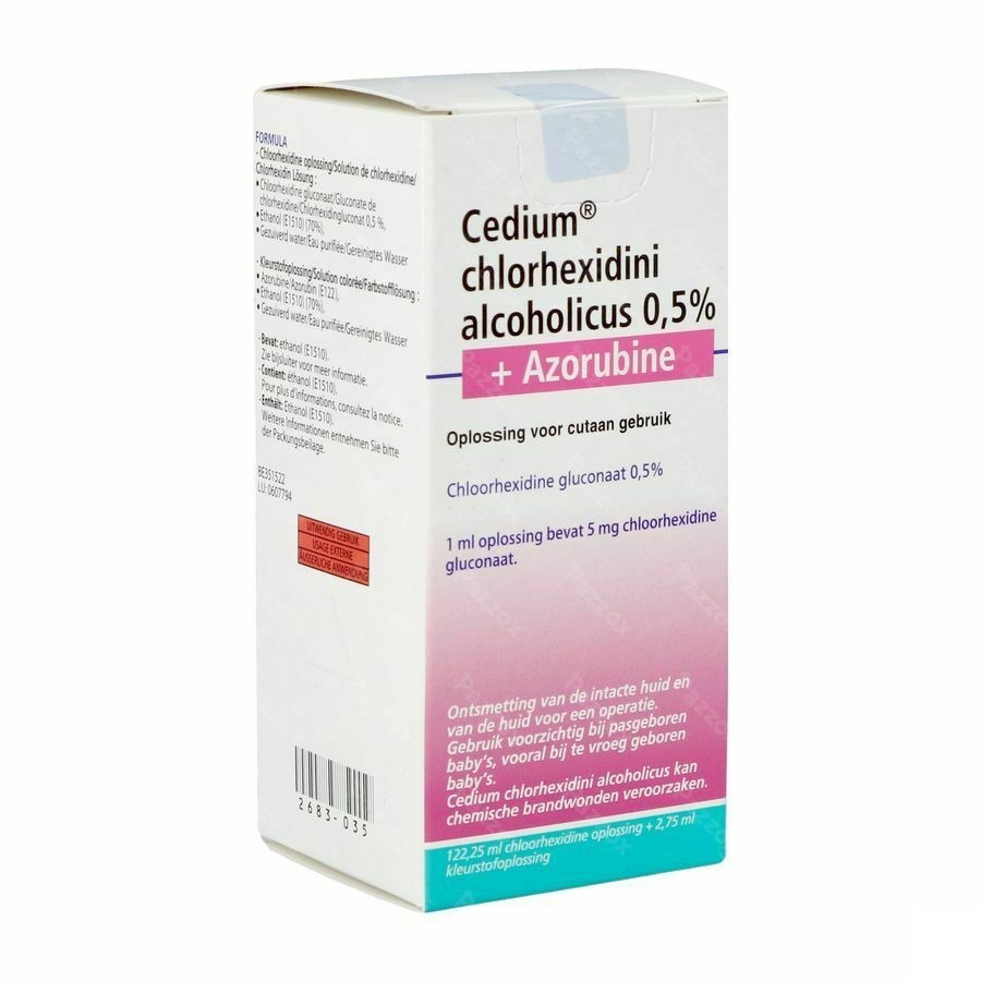 Cedium Chlorhexidini Gluconaat 0.5% + Azurobine Ontsmetting 125ml 