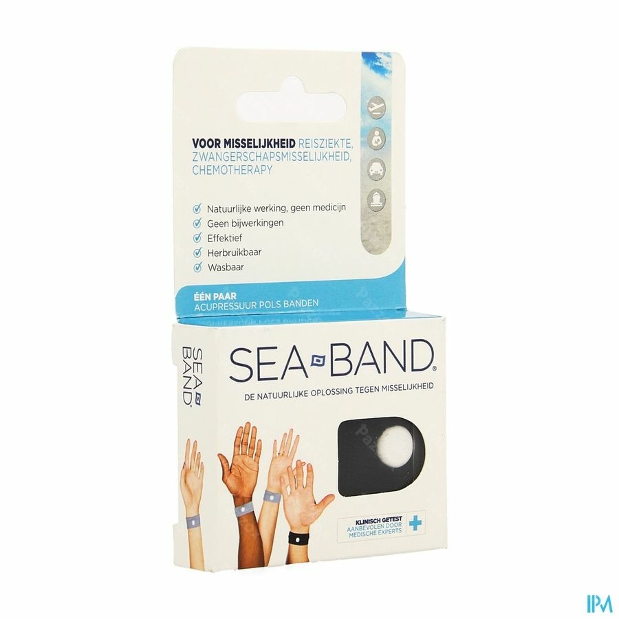 Sea Band Volwassene Anti-misselijkheid Armband Zwart 2 Stuks
