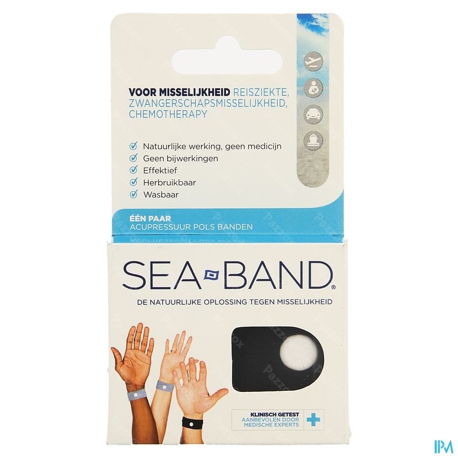 Sea Band Volwassene Anti-misselijkheid Armband Zwart 2 Stuks