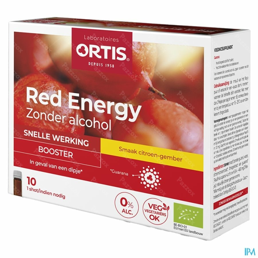 Ortis Red Energy Citroen Gember Bio Z/alc 10x15ml
