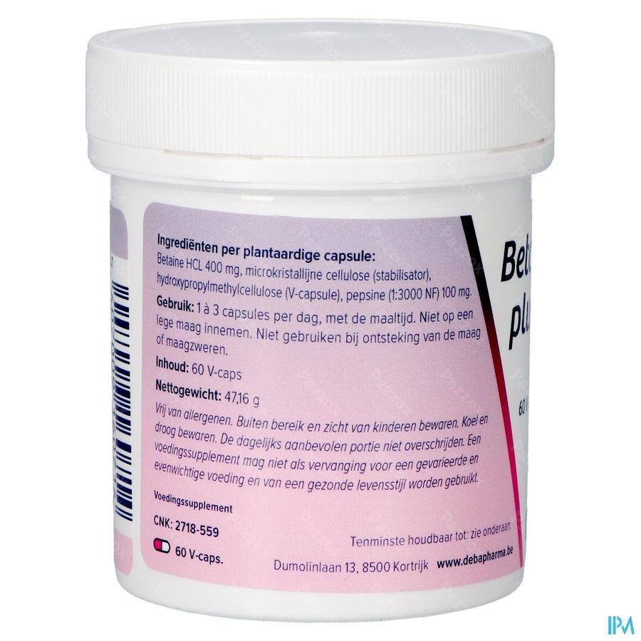 Betaine Hcl + Pesine V-caps 60 Deba