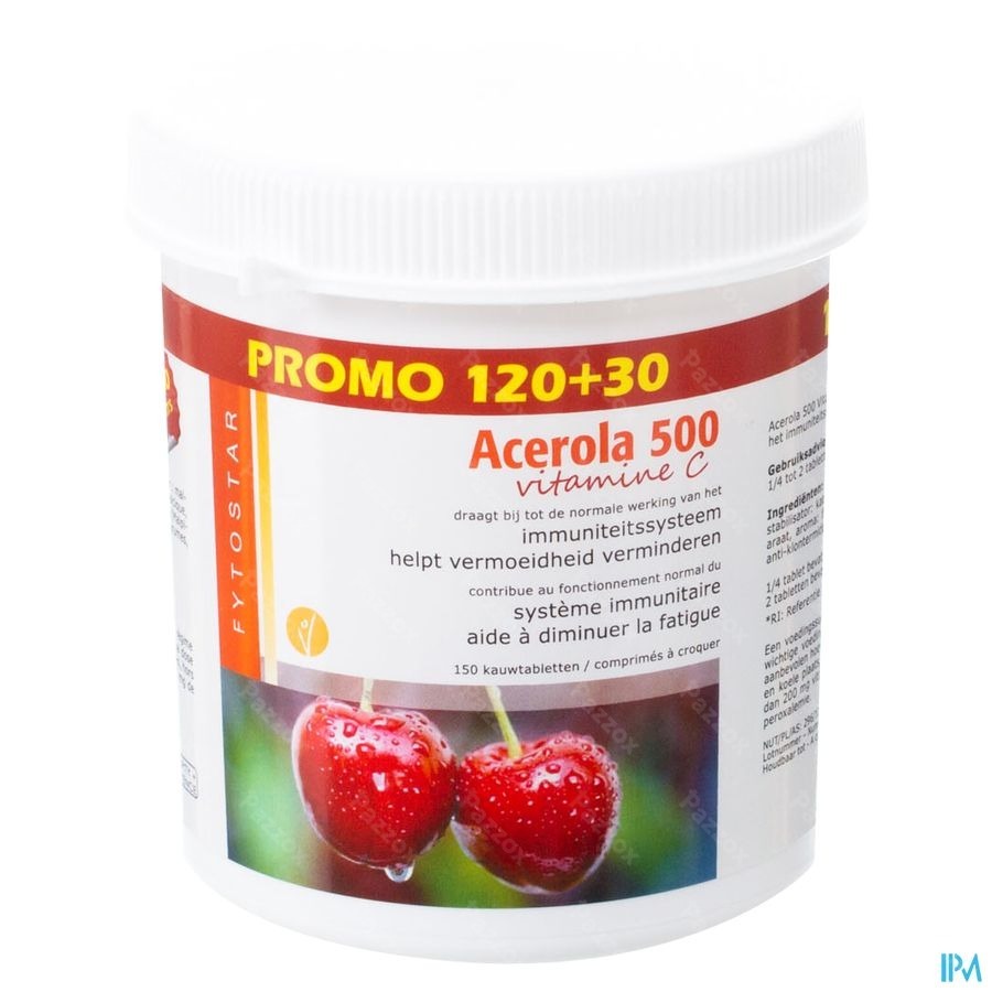 Acerola Vitamine C 500 120+30 Kauwtabletten Gratis 