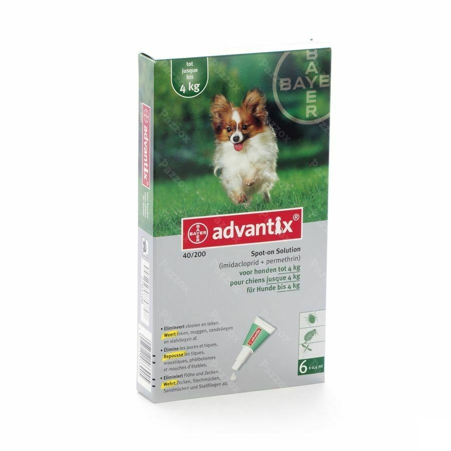 Advantix 40/ 200 Honden < 4kg Fl 6x0,4ml